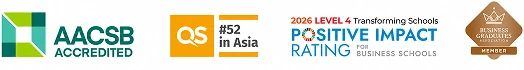 AACSB, QS Asia, Positive Impact Rating and BGA accreditation logos
