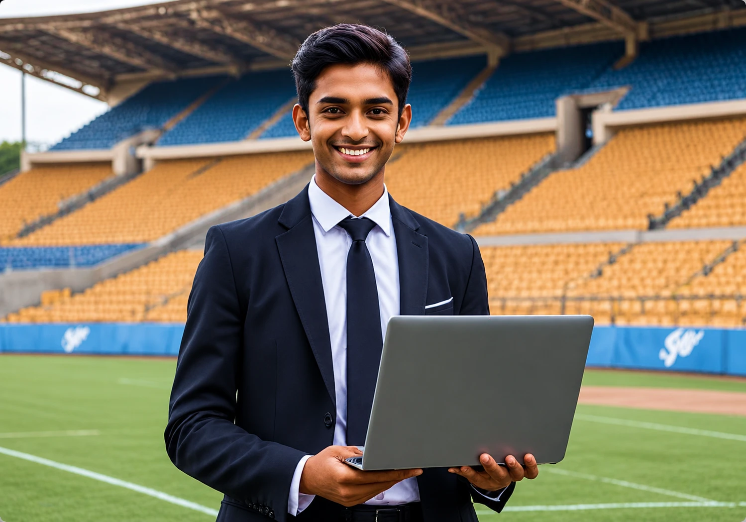 Sports management professional at stadium